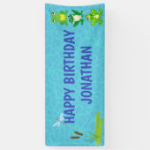 ボーイズパーソナライズされたカエル誕生日バナー 横断幕 (縦)