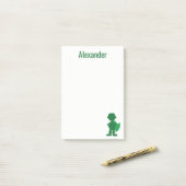 ボーイズパーソナライズされたスーパーヒーローグリーンシルエット ポストイット (デスク上)