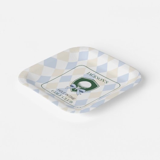 ボーイズパーソナライズされたズゴルフブルーファースト誕生日パーティー ペーパープレート (傾斜あり)