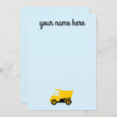 ボーイズパーソナライズされた建築トラックノーテカード 招待状 (正面/裏面)