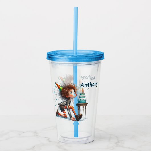 ボーイズパーソナライズされた誕生日 アクリルタンブラー (正面)