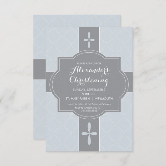 ボーイズパーソナライズされた《キリスト教》洗礼式や命名式、バプテスマ招待状 招待状 (正面/裏面)