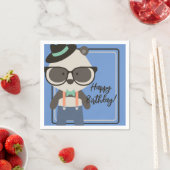 ボーイズヒップスターミスターパンダベア誕生日 スタンダードカクテルナプキン (インサイチュ)
