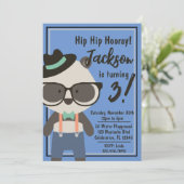 ボーイズヒップスターミスターパンダベア誕生日 招待状 (スタンド正面)