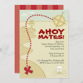 ボーイズピレートマップ&ピレートシップ招待状 招待状 (正面/裏面)