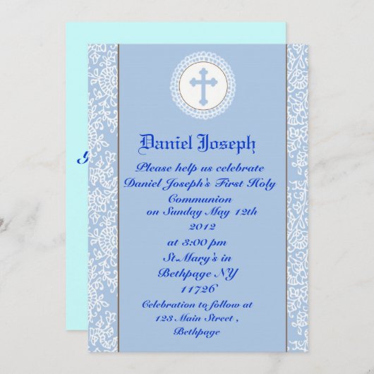 ボーイズファーストホリーコミュニオン招待状 招待状 (正面/裏面)