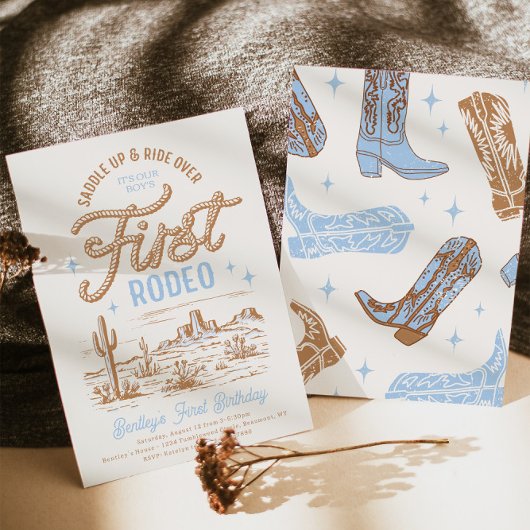 ボーイズファーストロデオ誕生日招待状 招待状
