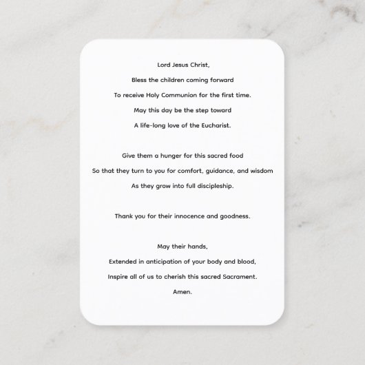 ボーイズファースト聖餐式祈りの言葉カード 名刺 (裏面)