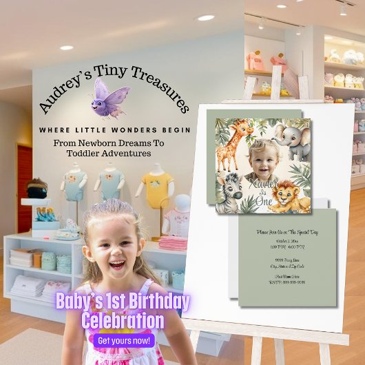 ボーイズファースト誕生日招待状 – ジャングルサファリ 招待状