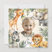 ボーイズファースト誕生日招待状 – ジャングルサファリ 招待状 (正面)