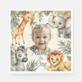 ボーイズファースト誕生日 – ジャングルサファリナプキンス スタンダードランチョンナプキン (正面)
