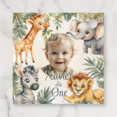 ボーイズファースト誕生日 – ジャングルサファリメッセージカード フェイバータグ (裏面)