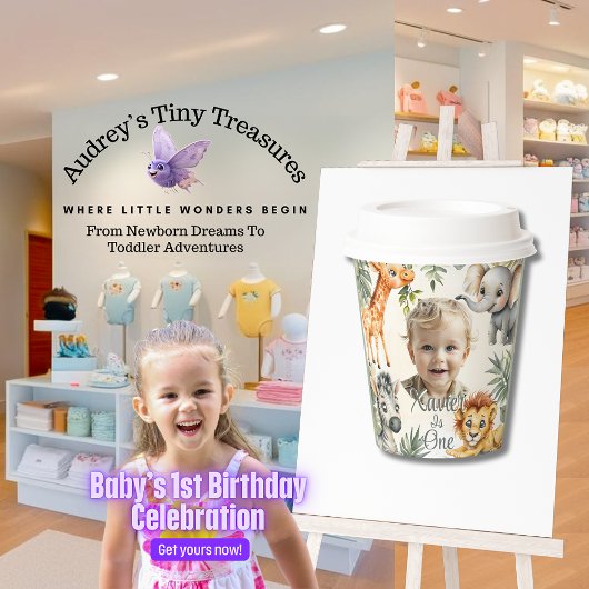 ボーイズファースト誕生日 – ジャングルサファリ紙カップ 紙コップ