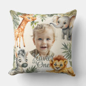 ボーイズファースト誕生日 – ジャングルサファリ装飾用クッション クッション (正面)