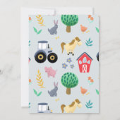 ボーイズファーム動物とブルートラクターベビーシャワー サンキューカード (裏面)