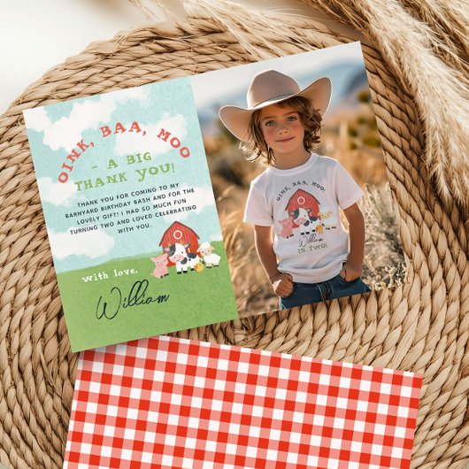 ボーイズファーム納屋周囲の庭誕生日写真 サンキューカード