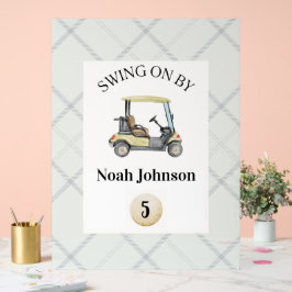 ボーイズフィフス誕生日パー・ティー・ゴルフでスイングオン アクリルサイン