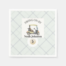 ボーイズフィフス誕生日パー・ティー・ゴルフでスイングオン スタンダードカクテルナプキン