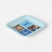 ボーイズフォトコラージュカスタム子供の誕生日ブルーパーティー ペーパープレート (傾斜あり)