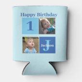 ボーイズフォトコラージュカスタム子供の誕生日ブルーパーティー 缶クーラー (正面)