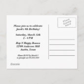 ボーイズフォト子供の誕生日パーティーブルーカラーブロック インビテーションポストカード (裏面)