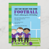 ボーイズフットボールをテーマにしたバースデーパーティ招待状 招待状 (正面/裏面)
