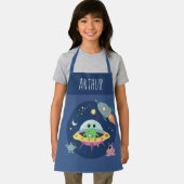 ボーイズブルーカワイイ宇宙エイリアンと名前 エプロン (インサイチュ)
