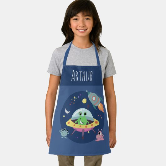 ボーイズブルーカワイイ宇宙エイリアンと名前 エプロン (インサイチュ)