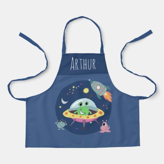 ボーイズブルーカワイイ宇宙エイリアンと名前 エプロン (正面)