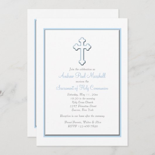 ボーイズブルークロス宗教招待状 招待状 (正面/裏面)