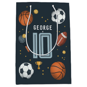 ボーイズブルークールスポーツ子供の誕生日 ミディアムペーパーバッグ