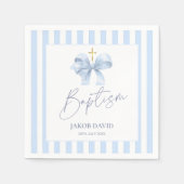 ボーイズブルーストライプのバプティスナプキン スタンダードカクテルナプキン (正面)