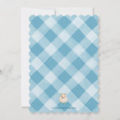 ボーイズブルーチェックファーム誕生日パーティーの招待 招待状 (裏面)