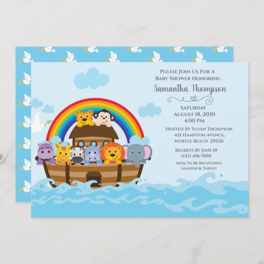 ボーイズブルーノアズアークベビーシャワー招待状 招待状 (正面/裏面)