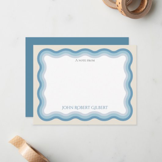 ボーイズブルーパーソナライズされたノートカードフラット文房具 ノートカード (正面/裏面インサイチュ)