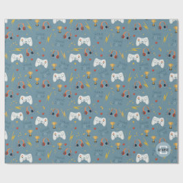 ボーイズブルービデオゲームキッズクール誕生日 ラッピングペーパー