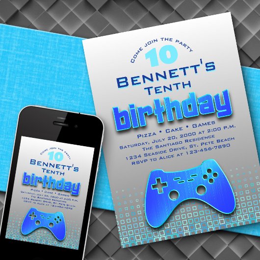 ボーイズブルービデオゲーム誕生日 招待状