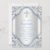 ボーイズブルーホワイトエンジェルボーイベビーバプテスマ 招待状 (裏面)