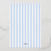 ボーイズブルーボウとストライプバプテスマ招待状 箔招待状 (裏面)