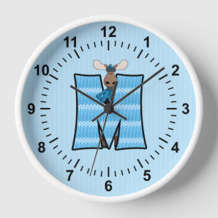 ボーイズブルームースニットパターンモンゴラムレターM 壁時計