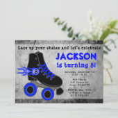 ボーイズブルーローラースケートエクストリーム誕生日 招待状 (スタンド正面)