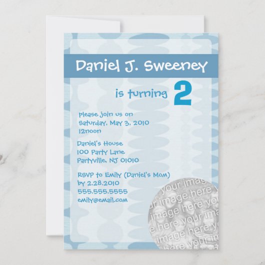 ボーイズブルー誕生日招待状カード 招待状 (正面)