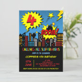 ボーイズブーム漫画スーパーヒーロー4th誕生日 招待状 (スタンド正面)