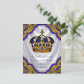 ボーイズプリンスバプテスブルー王室の金ゴールドスワールサテン 招待状 (スタンド正面)