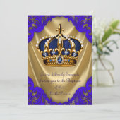 ボーイズプリンスバプテ王室のスブルーと金ゴールドサテン 招待状 (スタンド正面)