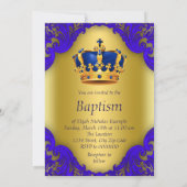 ボーイズプリンスバプテ王室のスブルーと金ゴールド 招待状 (裏面)