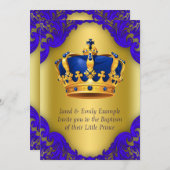 ボーイズプリンスバプテ王室のスブルーと金ゴールド 招待状 (正面/裏面)