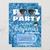 ボーイズプールパーティの招待状 招待状 (正面/裏面)