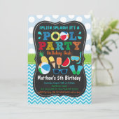 ボーイズプールパーティーアイスクリーム誕生日 招待状 (スタンド正面)