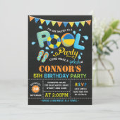 ボーイズプールパーティー誕生日チャルクボード招待状 招待状 (スタンド正面)